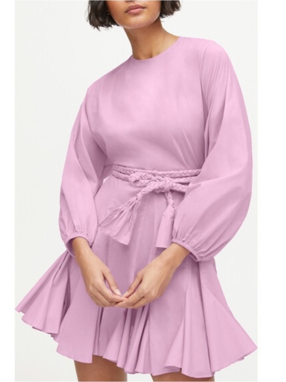 RHODE Lilac Long Sleeve Mini Dress w Braided Belt XS